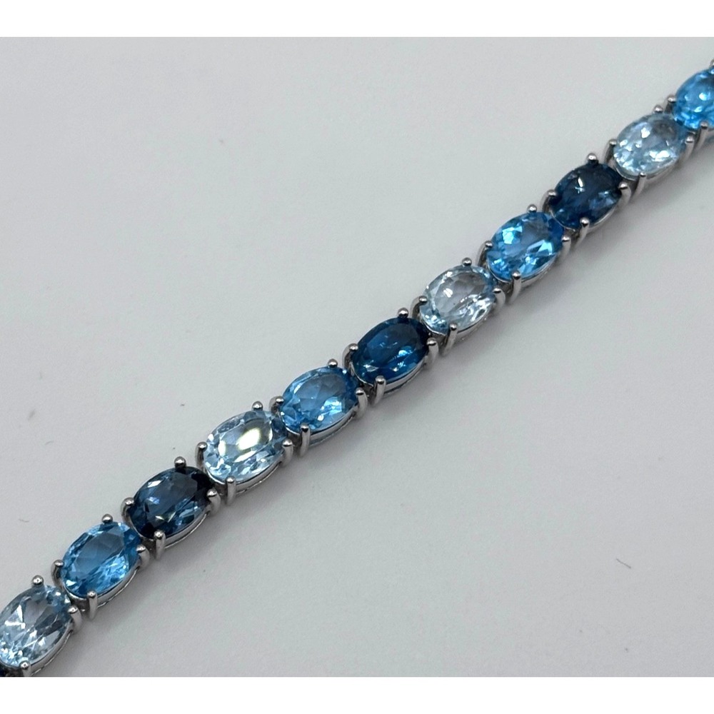 EMA Signed Sterling Silver Shades of Blue Tennis Bracelet